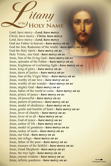 Litany of the Holy Name of Jesus Prayer Card